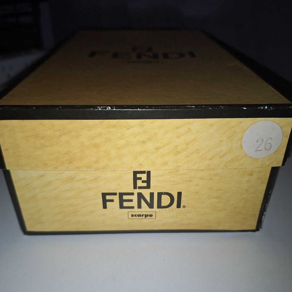 Fendi Shoes & Box Vintage Heel Print Fabric Size 8 #642543 Y2K 90's - Picture 16 of 16